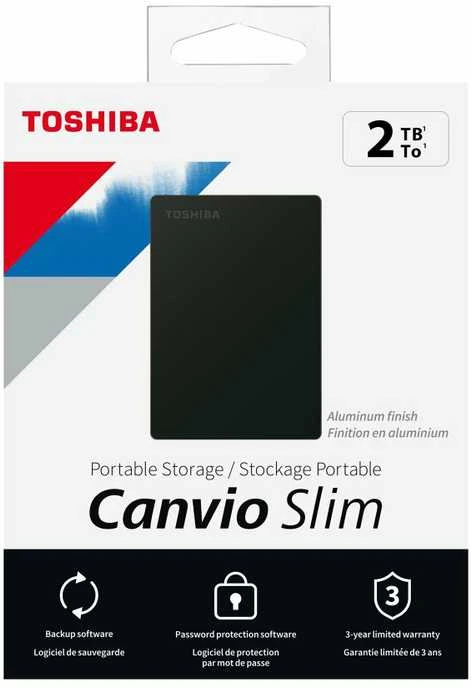 Kietasis diskas TOSHIBA Canvio Slim 2TB USB 3.2 Juodas