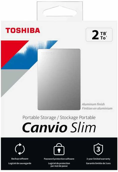 Kietasis diskas TOSHIBA Canvio Slim 2TB USB 3.2 Sidabrinis