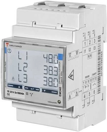 Carlo Gavazzi | Išmanusis elektros matuoklis, 3 fazių, iki 65A | EM340 MID sertifikatas