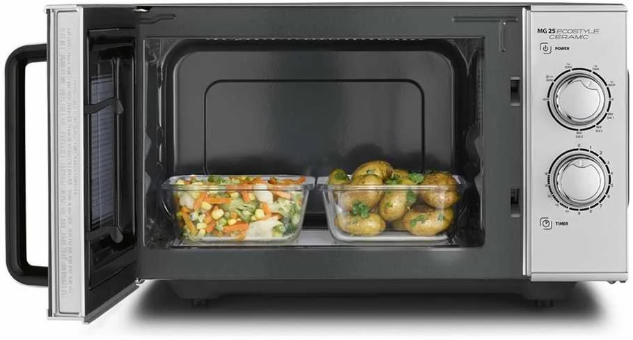 Caso | Keraminė mikrobangų krosnelė su grotelėmis | MG 25 Ecostyle | Laisvai pastatoma | 900 W | 25 l | Grotelės | Sidabrinis