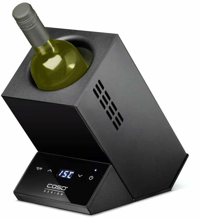 Vieno butelio vyno šaldytuvas Caso WineCase One, Juodos spalvos