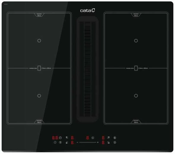 Kaitlentė CATA Venting Hob | IAS 6024 | Induction | Number of burners/cooking zones 4 | Slider | Juodas | CATA | Hob with Hood | IAS 6024 | Induction | 59 cm | Number of burners/cooking zones 4 | Juodas | Slider