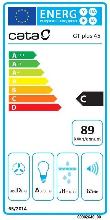 CATA | Gartraukis | GT-PLUS 45 WH/M | Stovas | Energijos vartojimo efektyvumo klasė C | Plotis 60 cm | 645 m³/h | Mechaninis valdymas | CSLED | Baltas
