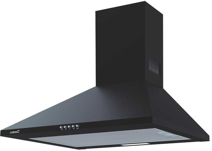 CATA | Gartraukis | OMEGA 600 BK | Tvirtinamas prie sienos | Energijos vartojimo efektyvumo klasė C | Plotis 60 cm | 645 m³/h | Mechaninis | LED | Juodas