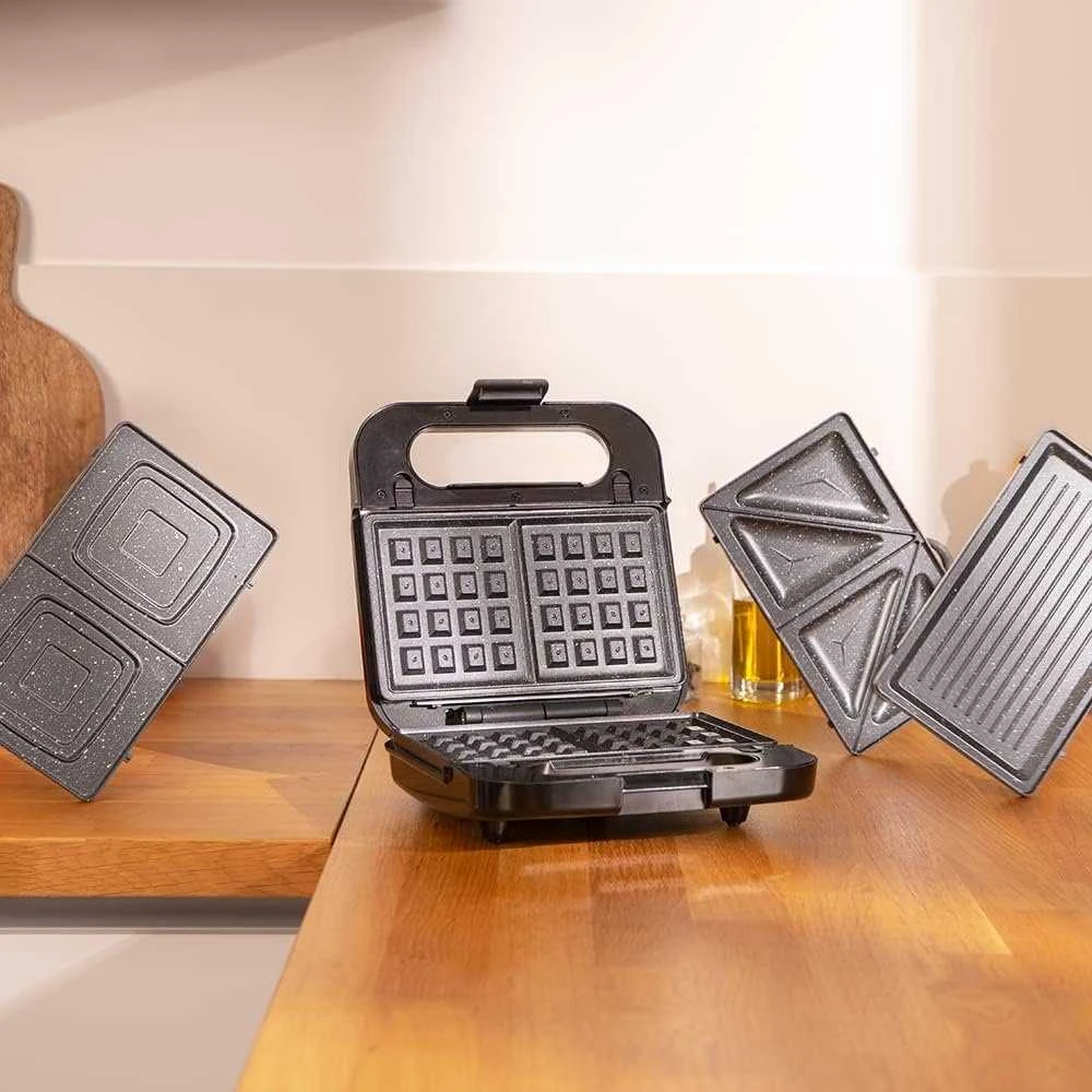 Sumuštinių keptuvas Cecotec Sumuštinių keptuvė | Rock’nToast 4in1 | 1000 W | Lėkščių skaičius: 4 | Juodas