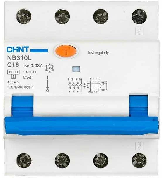 Chint | Circuit breaker RCBO, NB310L/3N, 3P+N, C20, 30mA, A, 6kA | NB310L3PN30MAA20C