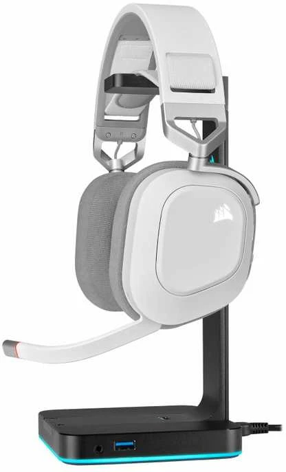 Corsair Ausinės Žaidimams HS80 RGB Su mikrofonu, Baltos, Over-Ear, Belaidės