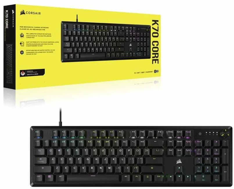 CORSAIR K70 RGB CORE Mechaninė klaviatūra žaidimams RGB LED pašvietimas CORSAIR Linear Raudona Juodas