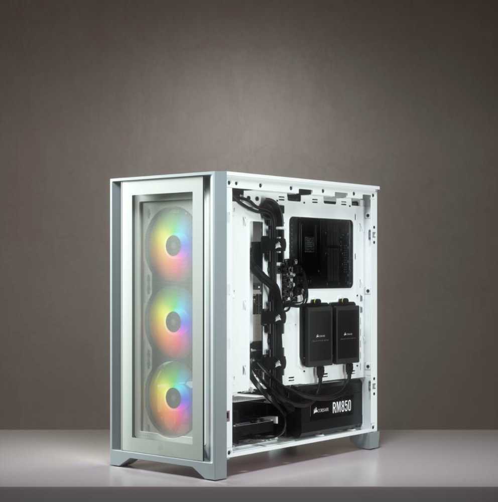 Korpusas Corsair iCUE 4000X RGB, tempered glass, baltas