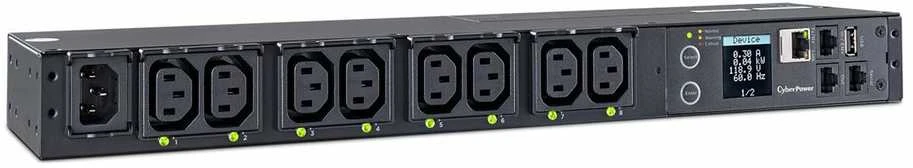CYBERPOWER perjungiamas PDU41004230V/15A 1U 8x IEC-320 išėjimo tinklo jungtis PowerPanel Center programinė įranga