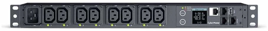 CYBERPOWER komutuojamas PDU41005230V/20A 1U 8x IEC-320 išėjimo tinklo jungtis PowerPanel Center programinė įranga