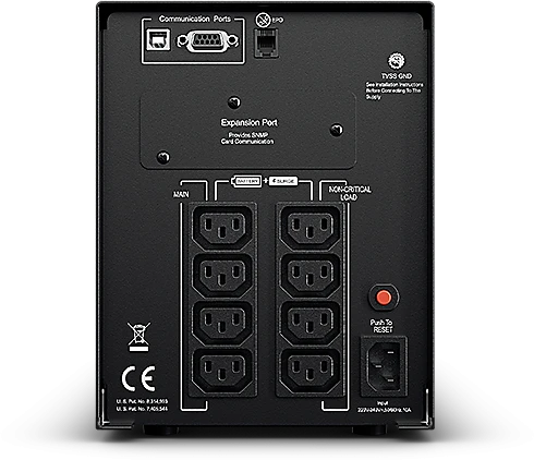 CYBERPOWER PR1500ELCD Line-Interactive UPS 1500VA/1350W Sinewave AVR LCD išvestis IEC RS232 USB HID EPO SNMP EnergyStar