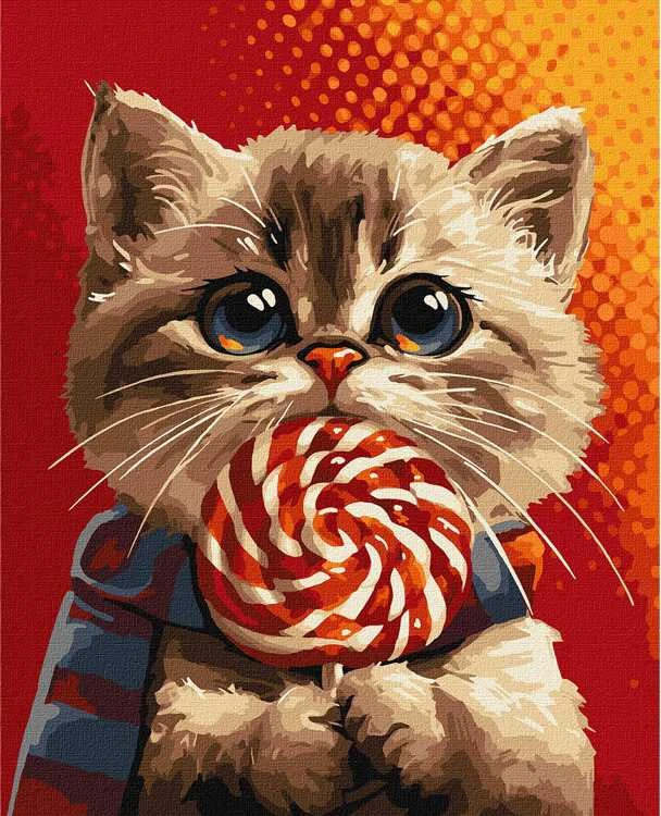 Art Active Candy Dailininko rinkinys su skaičiais Katė su saldainiais KHO6594 40x50 AP0036