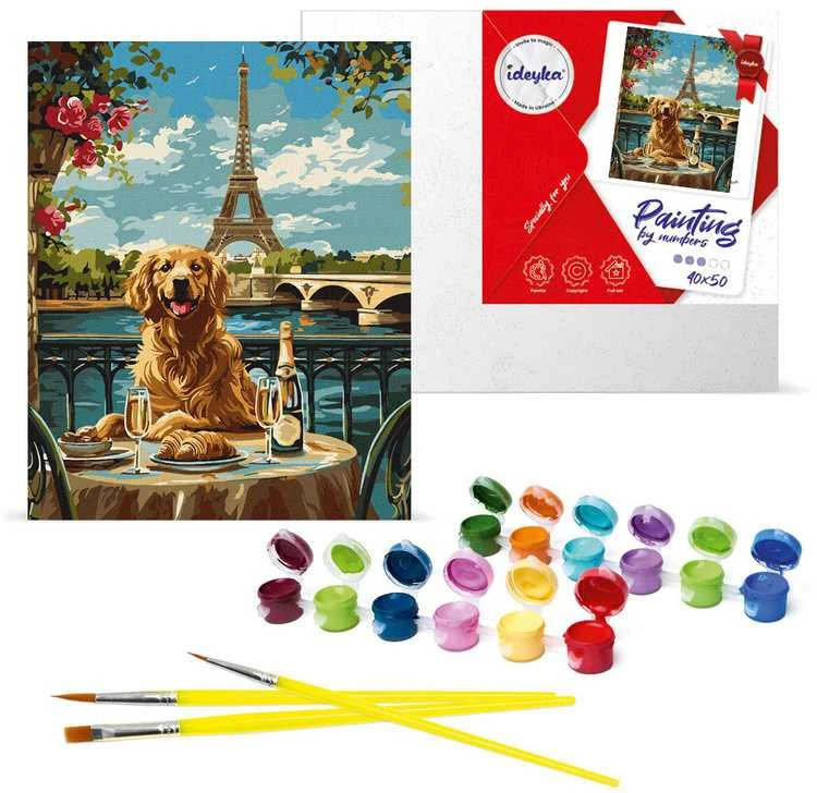 Art Active Ideyka tapybos pagal skaičius rinkinys Retriever in Paris KHO6627 40x50 AP0060