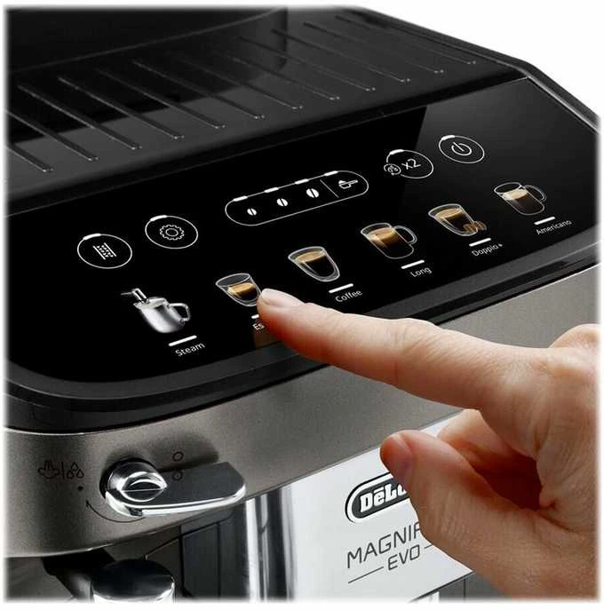 Kavos aparatas Delonghi | | ECAM 290.42.TB Magnifica Evo | Slėgis 15 bar | Su pieno plakikliu | Automatinis | 1450 W | Sidabrinis/Juodas