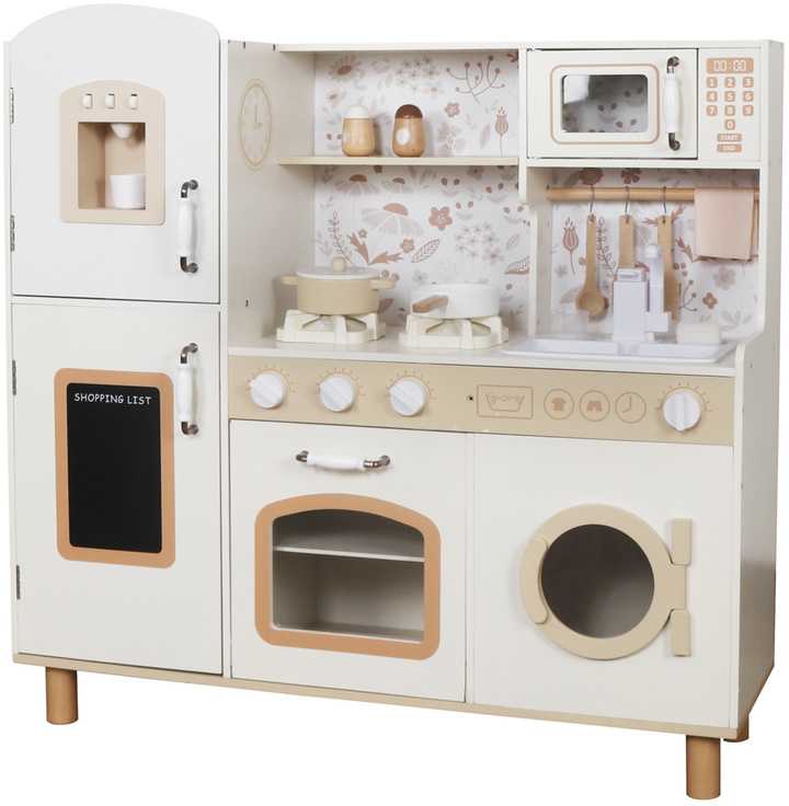 Jokomisiada Beautiful Large Wooden Kitchen for Children Oven Skalbimo mašina Šaldytuvas ZA5271