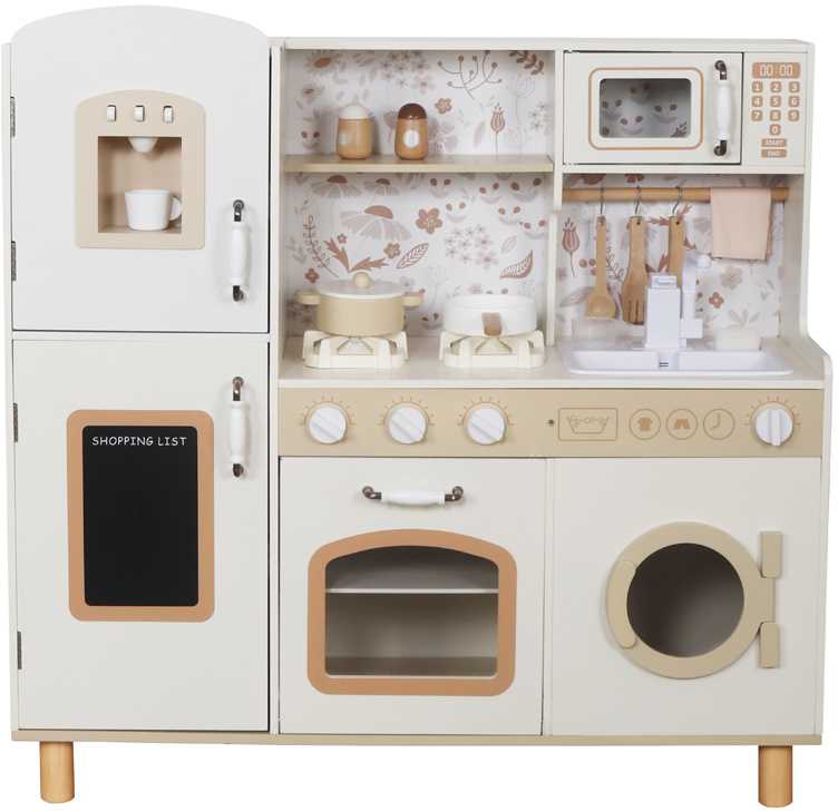 Jokomisiada Beautiful Large Wooden Kitchen for Children Oven Skalbimo mašina Šaldytuvas ZA5271