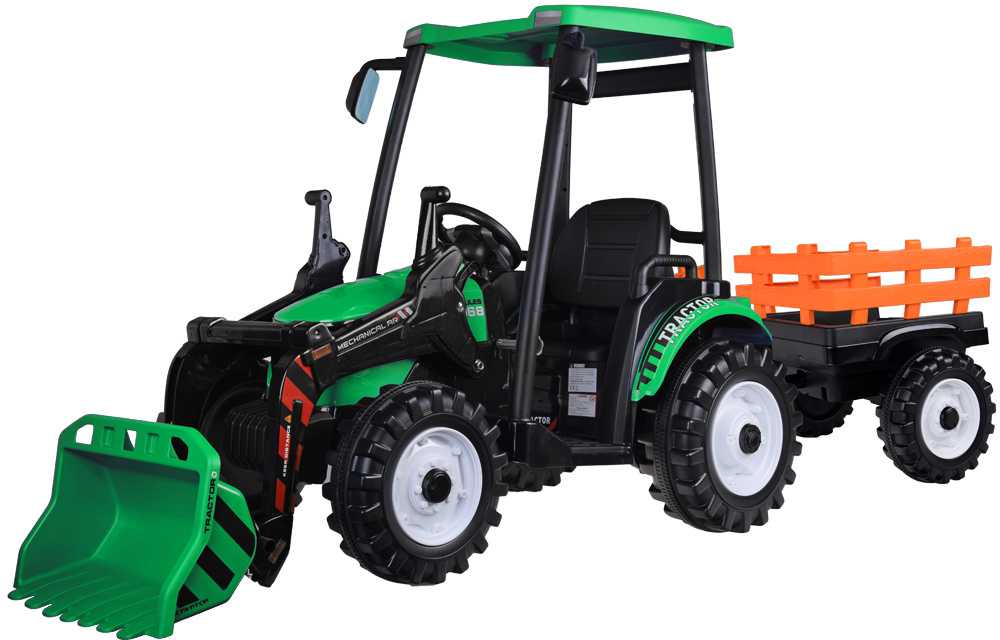 Jokomisiada Large electric TRACTOR battery operated for children trailer bucket PA0320