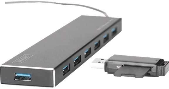 Assmann Electronic DIGITUS Hub 7 prievadų USB 3.0 SuperSpeed, maitinimo šaltinis, HQ aliuminis
