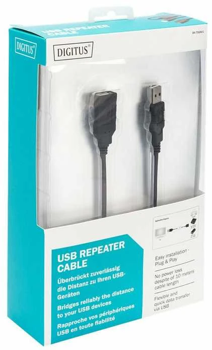 Assmann Electronic DIGITUS USB 2.0 kartotuvo kabelis 10m USB A vyriškas / A moteriškas