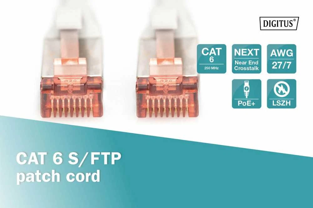 Assmann Electronic DIGITUS Patch kabelis SFTP CAT6 3m pilkas 4x2AWG 27/7 2xRJ45