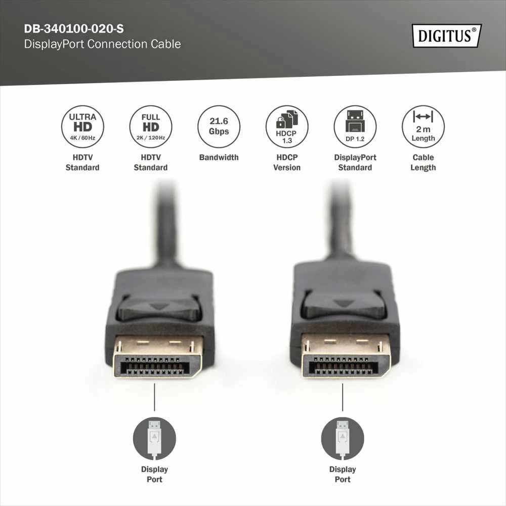 Assmann Electronic „Digitus DisplayPort“ jungties kabelis | DisplayPort | 2 m