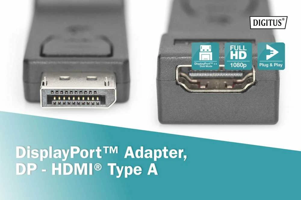 Assmann Electronic ASSMANN adapterio kabelio ekranasPrievadas HDMI M/F