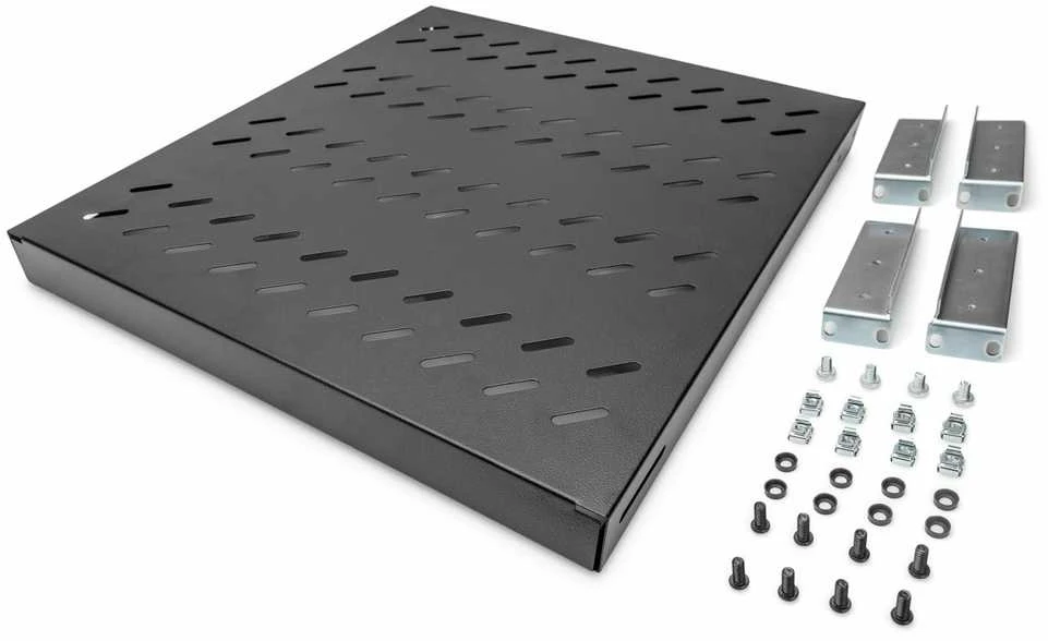 DIGITUS 19" Cabinet shelf, 1U, 500-780mm, color juodas (RAL 9005), DN-97647