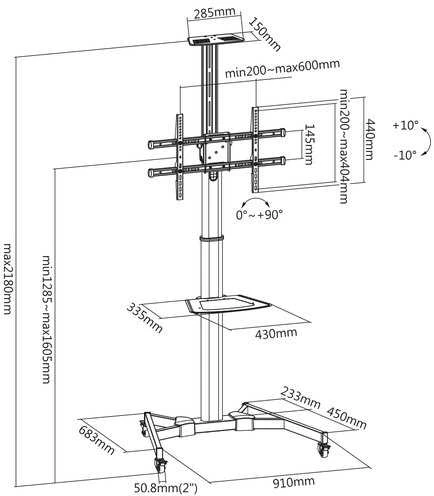 Assmann Electronic Mobilus stovas DIGITUS DA-90370 (37" - 70", maks. 50kg)