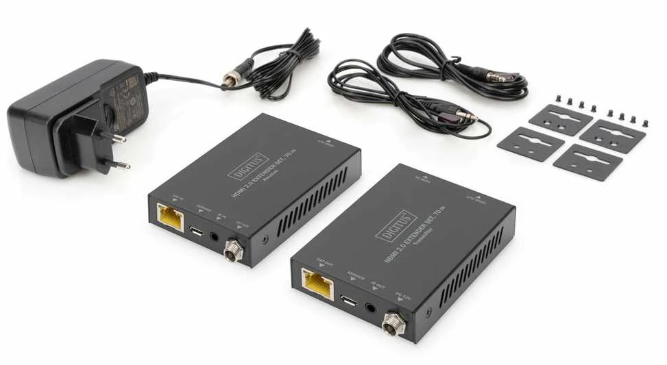 Assmann Electronic DIGITUS HDMI 2.0 plėstuvo rinkinys 70m 4K/60Hz 18Gbps HDCP 2.2 HDR PoC