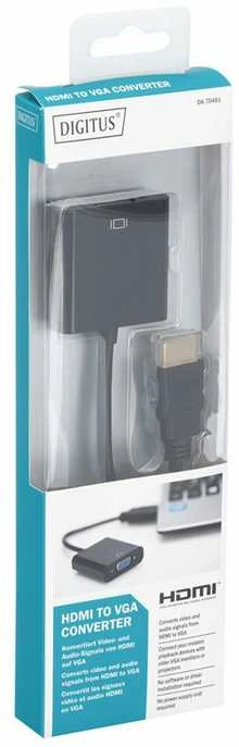 Assmann Electronic DIGITUS keitiklis HDMI į VGA HDMI A kištukas prie VGA jungties 3,5 mm garso lizdas juodas