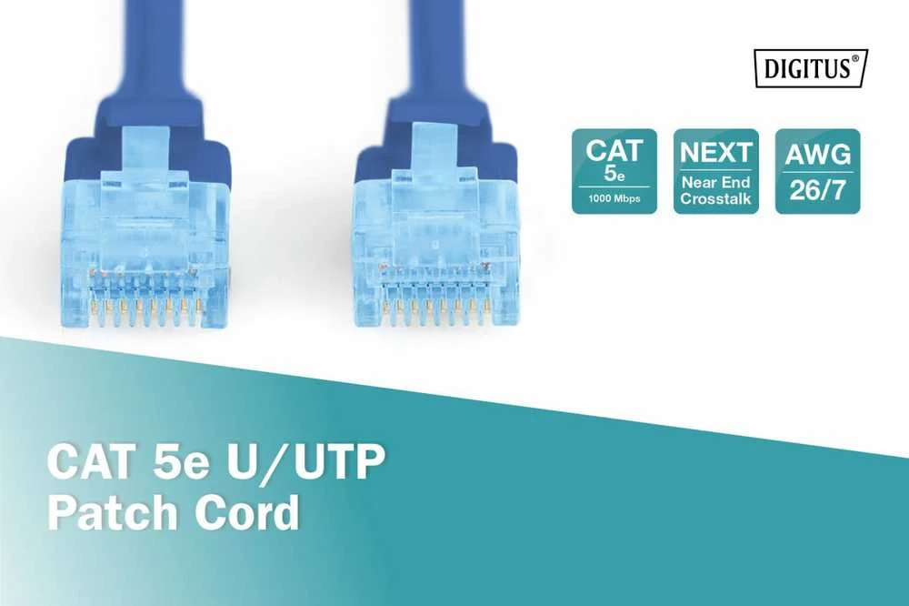 Assmann Electronic DIGITUS CAT 5e U-UTP patch kabelis PVC AWG 26/7 ilgis 0,5m spalva mėlynas
