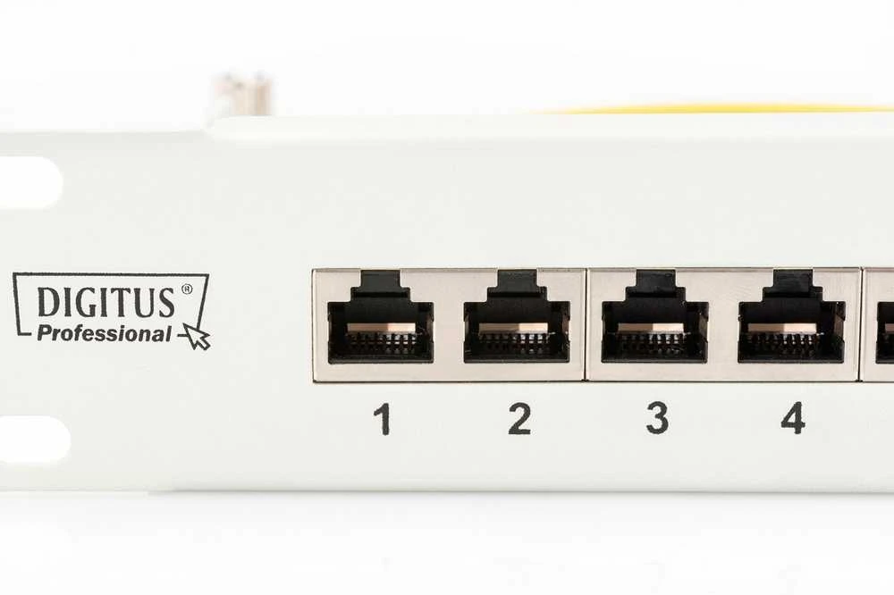 Assmann Electronic DIGITUS Patch Panel 19inch 24Port Cat6 ekranuotas pilkas RAL7035 kabelio montavimas apie LSA