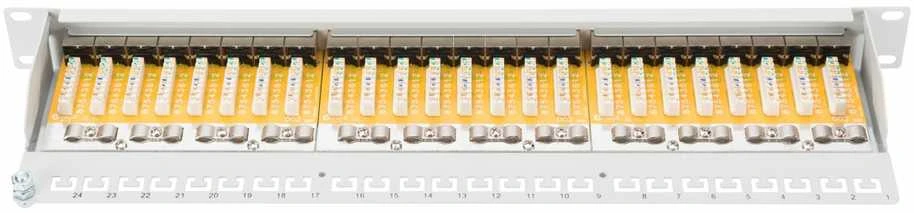 Assmann Electronic DIGITUS Patch Panel 19inch 24Port Cat6 ekranuotas pilkas RAL7035 kabelio montavimas apie LSA