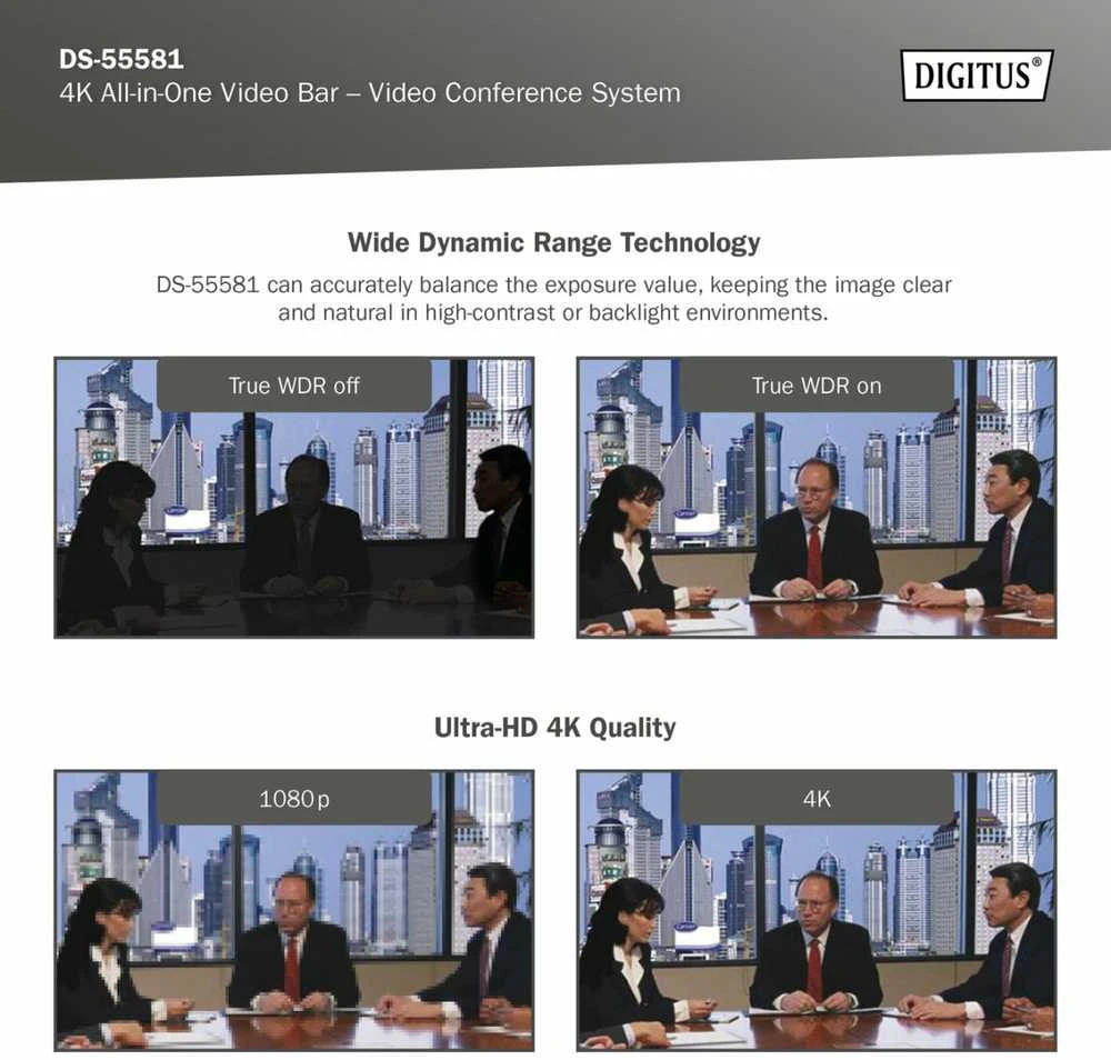 Digitus Skaitmenas | 4K „viskas viename“ vaizdo juosta – vaizdo konferencijų sistema | DS-55581