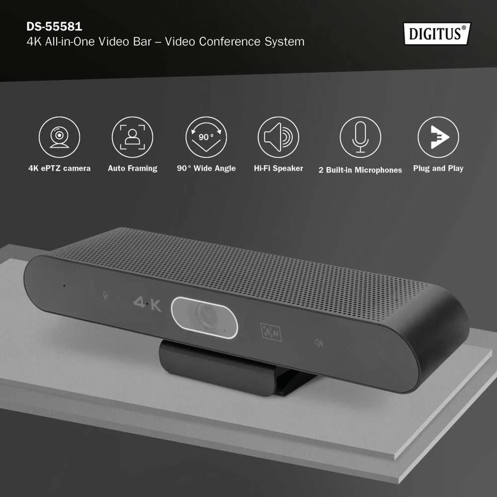 Digitus Skaitmenas | 4K „viskas viename“ vaizdo juosta – vaizdo konferencijų sistema | DS-55581