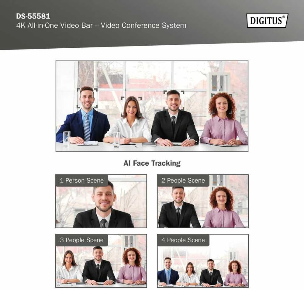 Digitus Skaitmenas | 4K „viskas viename“ vaizdo juosta – vaizdo konferencijų sistema | DS-55581