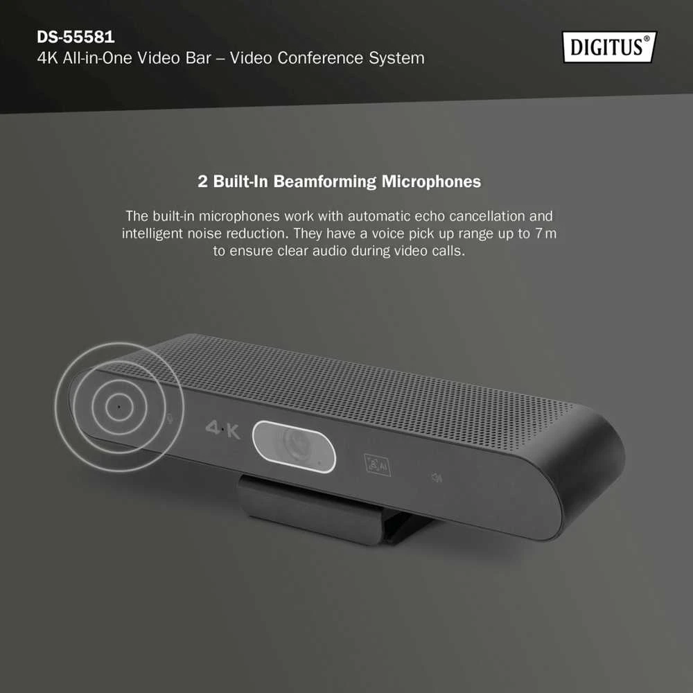 Digitus Skaitmenas | 4K „viskas viename“ vaizdo juosta – vaizdo konferencijų sistema | DS-55581