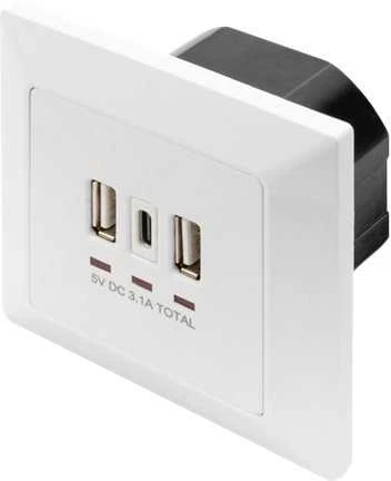 Digitus Skaitmenas | Lizdas su USB A ir USB-C prievadais, įmontuotas