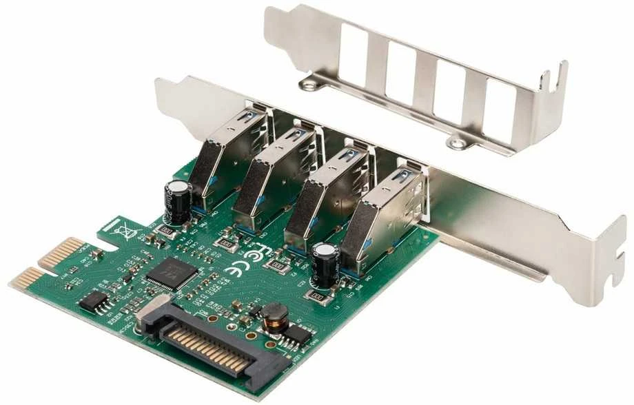 Assmann Electronic DIGITUS USB 3.0 4 prievadų PCI Express papildoma kortelė 4 jungtys A / F Išorinis VL805 mikroschemų rinkinys
