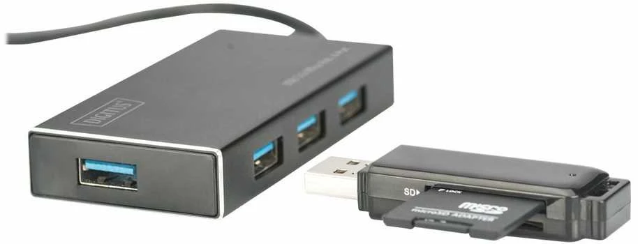 Assmann Electronic DIGITUS USB 3.0 Hub 4 prievadų Įsk. 5V/2A maitinimo šaltinis Aliuminio korpusas