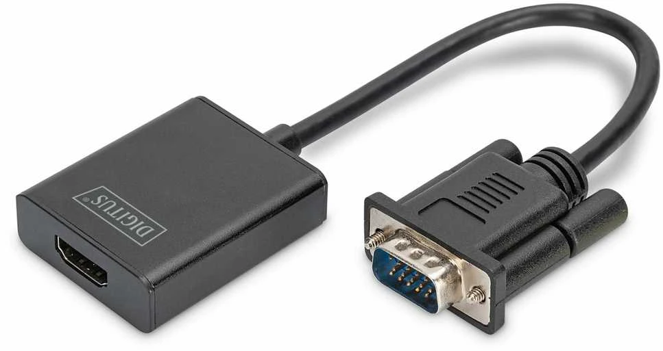 Assmann Electronic DIGITUS VGA į HDMI konverteris + garso 3,5 mm Full HD 1080p kabelio tipas 15 cm juodas