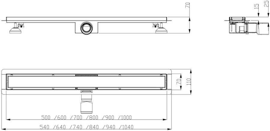 Hydroland Dušo latakas Sleek 600mm