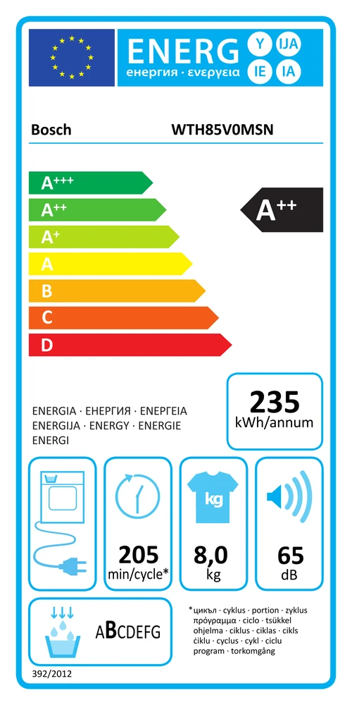 BOSCH WTH85V0MSN Džiovyklė