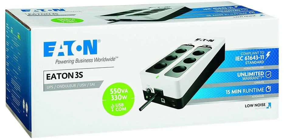 Apc Eaton 3S550D nepertraukiamo maitinimo resursai (UPS) Budėjimo režimas (neprisijungus) 550 VA 330 W 6 AC išvestis(ys / čių)