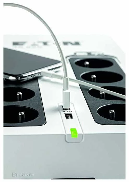 Eaton 3S700D nepertraukiamo maitinimo resursai (UPS) Budėjimo režimas (neprisijungus) 700 VA 420 W 8 AC išvestis(ys / čių)