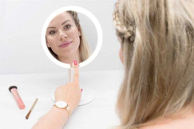 Kosmetinis pastatomas veidrodis su apšvietimu ETA Fenité Cosmetic Mirror, Baltos spalvos