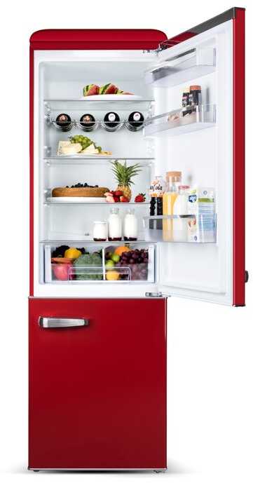 ETA | Šaldytuvas | ETA253190030E Storio retro | Energijos vartojimo klasė E | Laisvai pastatomas | Kombinuotas | Aukštis 192 cm | Šaldytuvo neto talpa 216 L | Šaldiklio neto talpa 84 L | 41 dB | Raudona