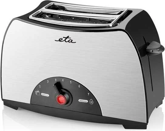 Skrudintuvas ETA | Toaster | ETA216690000 | Power 800 W | Number of slots 2 | Housing material Nerūdijantis plienas, plastikas | Juodas / Stainless Steel
