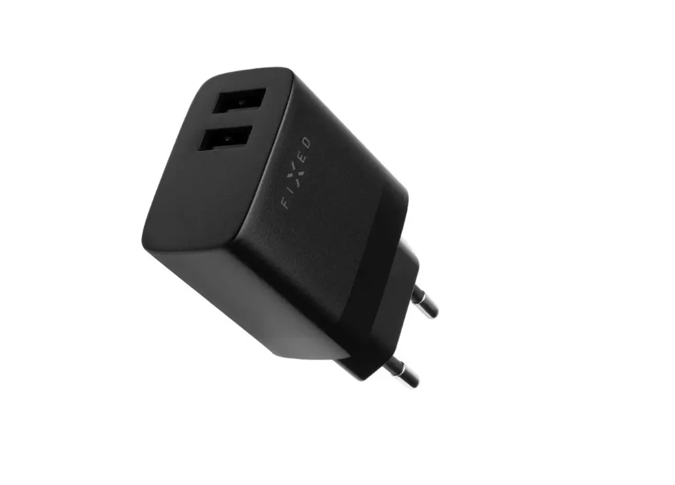 Fixed Fiksuotas | Dvigubas USB kelioninis įkroviklis 17 W ir USB/USB-C laidas | FIXC17N-2UC-BK